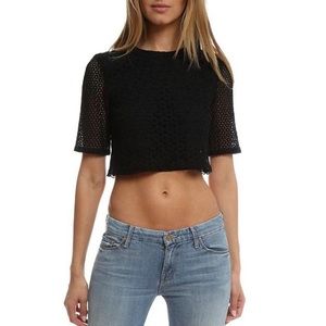 A.L.C. Black Fremont eyelet crop top